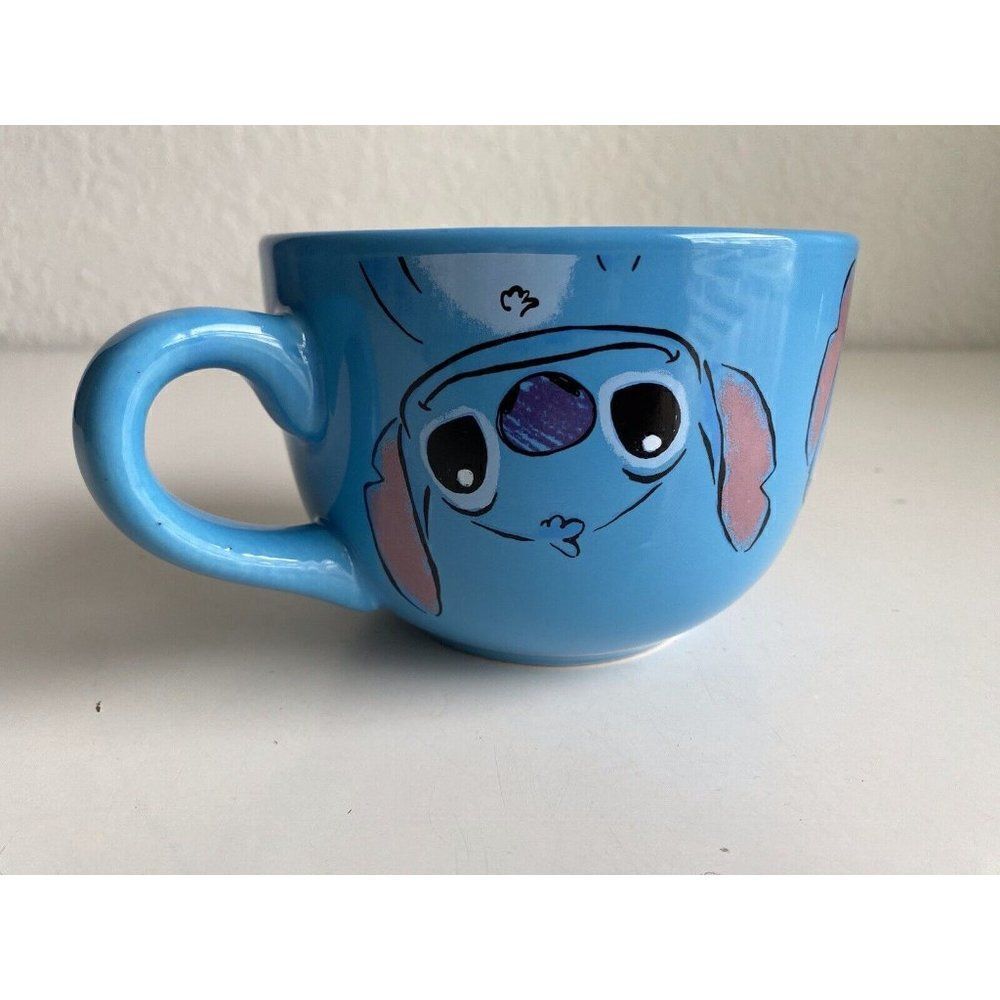 Lilo & Stitch Disney Soup Mug Ceramic Blue Cup 20 Oz NEW